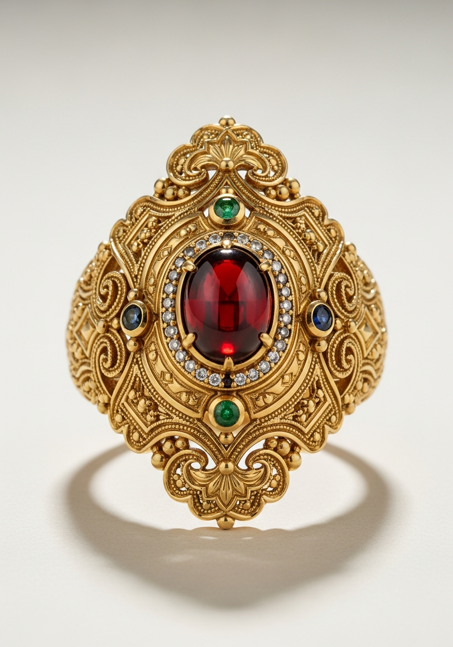 22K Gold Floral Ring